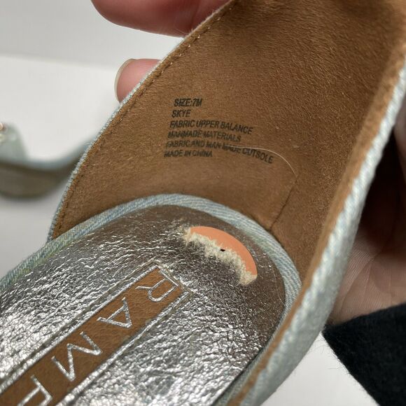 Rampage Skye Denim Bee Flower Embellished Ankle Strap Sandal Heels Size 7 - Picture 8 of 9